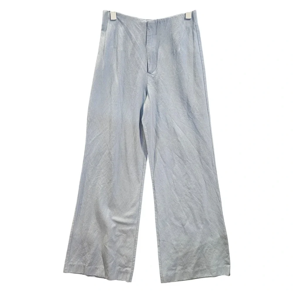 ZARA Sz S Wide Leg‎ High Waisted Linen Blend Pant #452